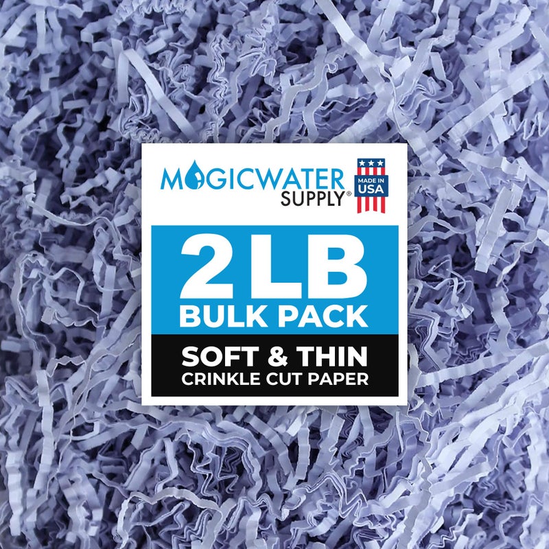MagicWater Supply Soft & Thin Crinkle Cut Paper - 2 LB - Lavender - Paper Shred Filler for Gift Wrapping, Basket Filling, Birthdays, Weddings, Anniversaries, Valentines Day, and other occasions - Image 1